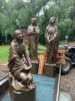 Delivery Of Calvary Scene Sandblasted And New Uv Resistand Paint.  en Cast - Iron, Belgium 19 th century