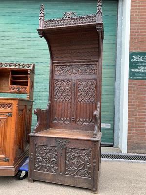 Gothic Furniture en Oak Wood, Belgium / France 19th century