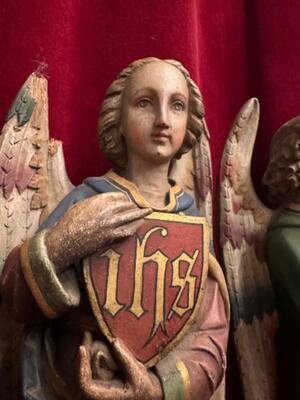 Angels  style Gothic - Style en Hand - Carved Wood , Belgium  19 th century