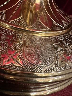 Exceptional Altar - Set style Gothic - Style en Bronze / Polished and Varnished / Stones, Belgium 19 th century ( Anno 1865 )