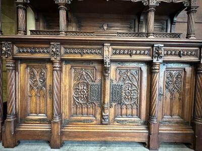 Exceptional Cabinets Expected ! Signed :By The Sculptor Of Italian Origin: Victor Aimone. Higher Price Range ! style Gothic - Style en Walnut wood , France 19 th century