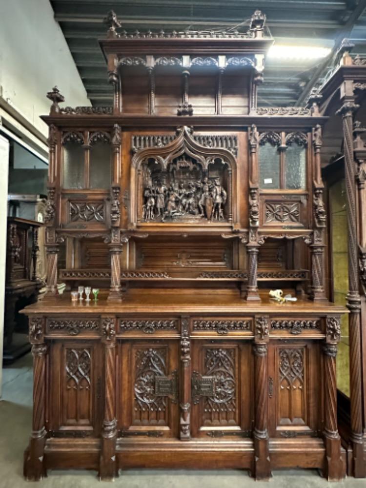 3 Gothic - Style Exceptional Cabinets Expected ! Signed :By The Sculptor Of Italian Origin: Victor Aimone. Higher Price Range !