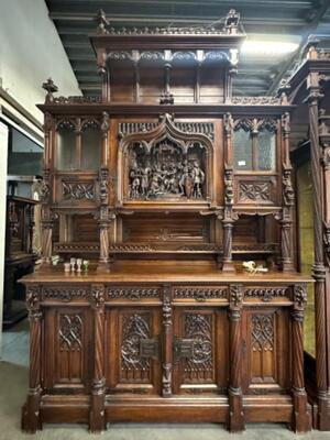 Exceptional Cabinets Expected ! Signed :By The Sculptor Of Italian Origin: Victor Aimone. Higher Price Range ! style Gothic - Style en Walnut wood , France 19 th century