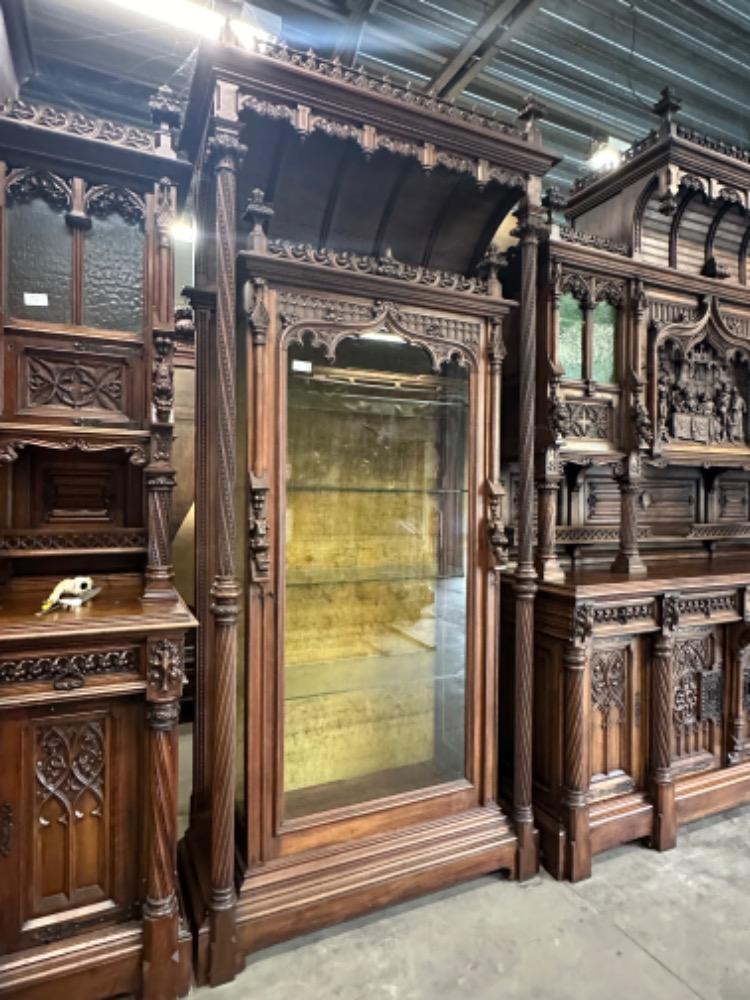 3 Gothic - Style Exceptional Cabinets Expected ! Signed :By The Sculptor Of Italian Origin: Victor Aimone. Higher Price Range !