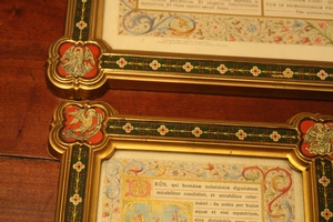 Set Canon Boards On The Edges 4 Evangelists style Gothic - style en wood polychrome, Belgium 19th century (Anno 1885)