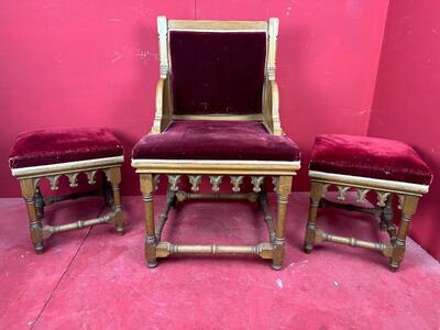 3 Gothic - Style Set Of Priest Altar - Seats.