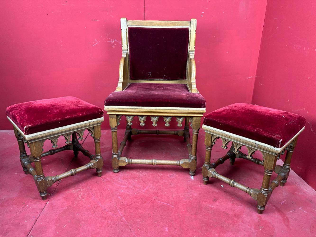 3 Gothic - Style Set Of Priest Altar - Seats.