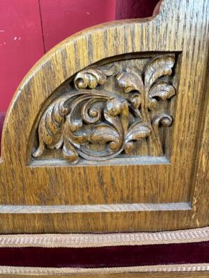 Set Of Priest Altar - Seats. style Gothic - Style en Oak Wood / Red Velvet, Netherlands  19 th century ( Anno 1885 )