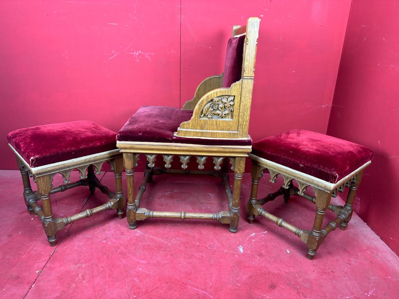 3 Gothic - Style Set Of Priest Altar - Seats.