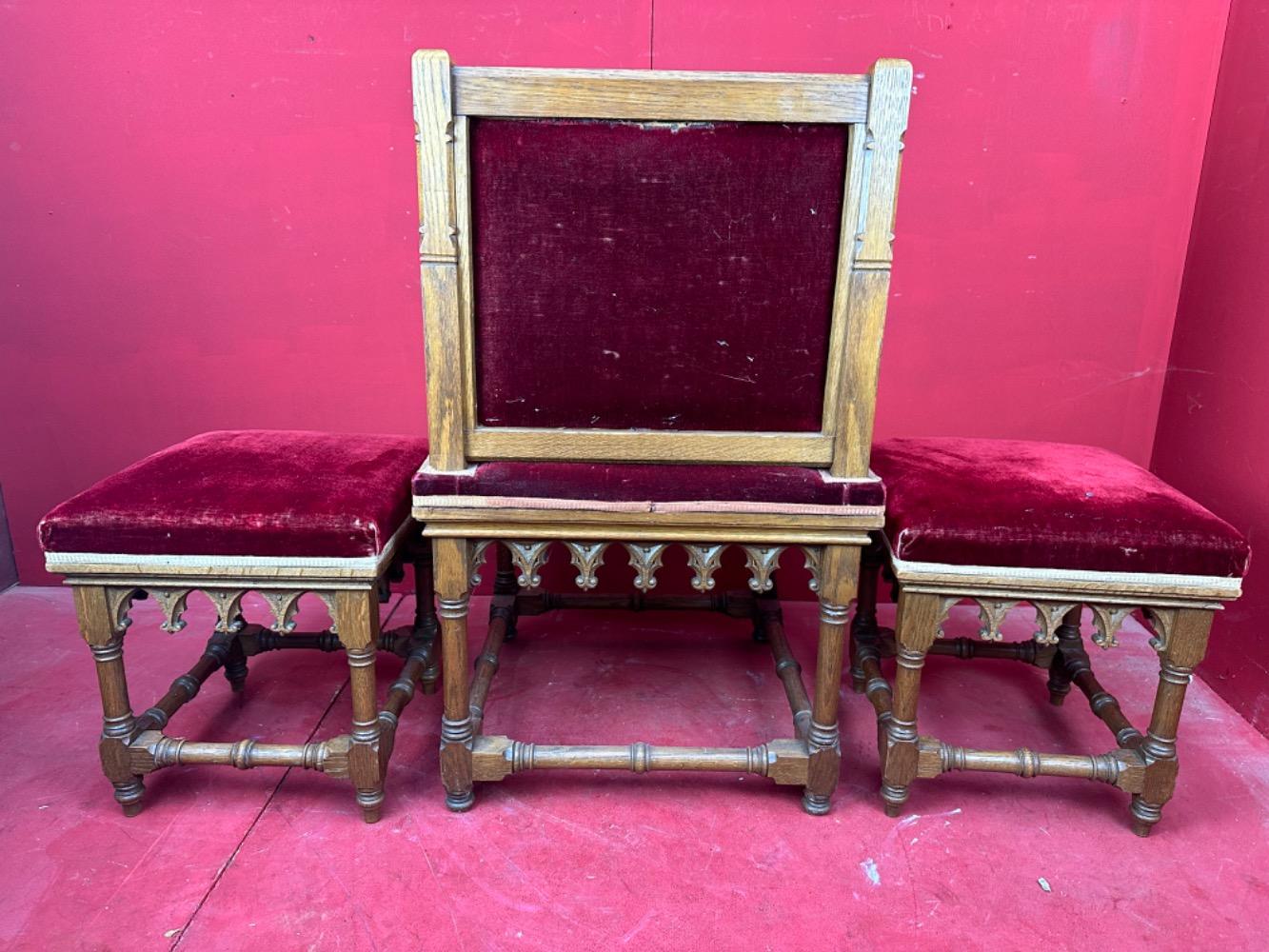 3 Gothic - Style Set Of Priest Altar - Seats.