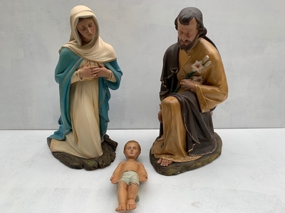 Nativity Set en plaster polychrome, Belgium 19th century