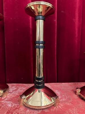 Matching Candle Sticks Height Without Pin. style art - deco en Brass / Bronze / Polished and Varnished / Ebony Wood, Belgium  20 th century ( Anno 1930 )