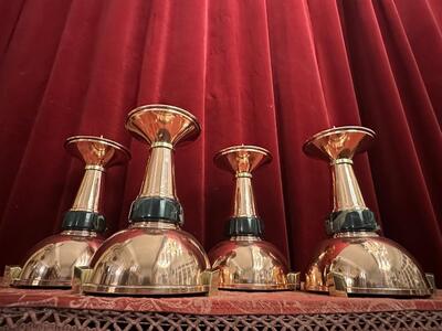 Matching Candle Sticks Height Without Pin. style art - deco en Brass / Bronze / Polished and Varnished / Marble, Belgium  20 th century ( Anno 1930 )