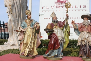 Statues Of The Four Fathers Of The Church style baroque en hand-carved wood polychrome, 17 th century