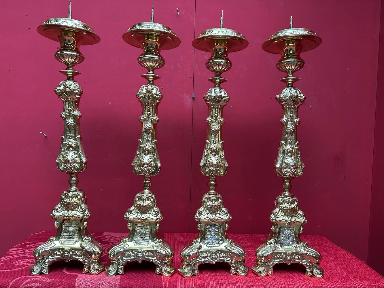 4 Baroque - Style Candle Holders Measures Without Pin