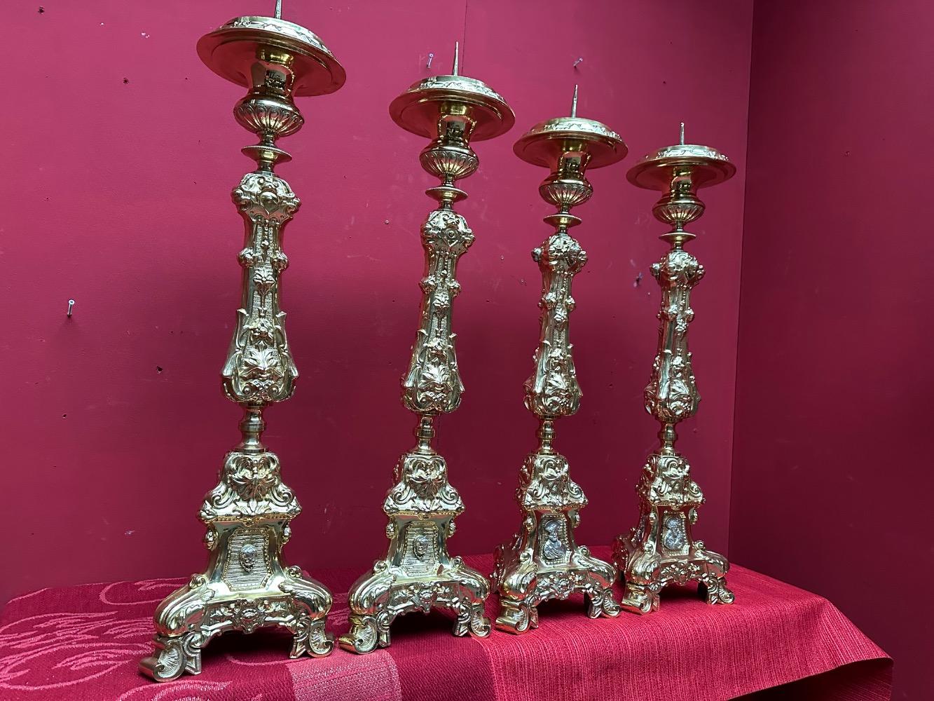 4 Baroque - Style Candle Holders Measures Without Pin