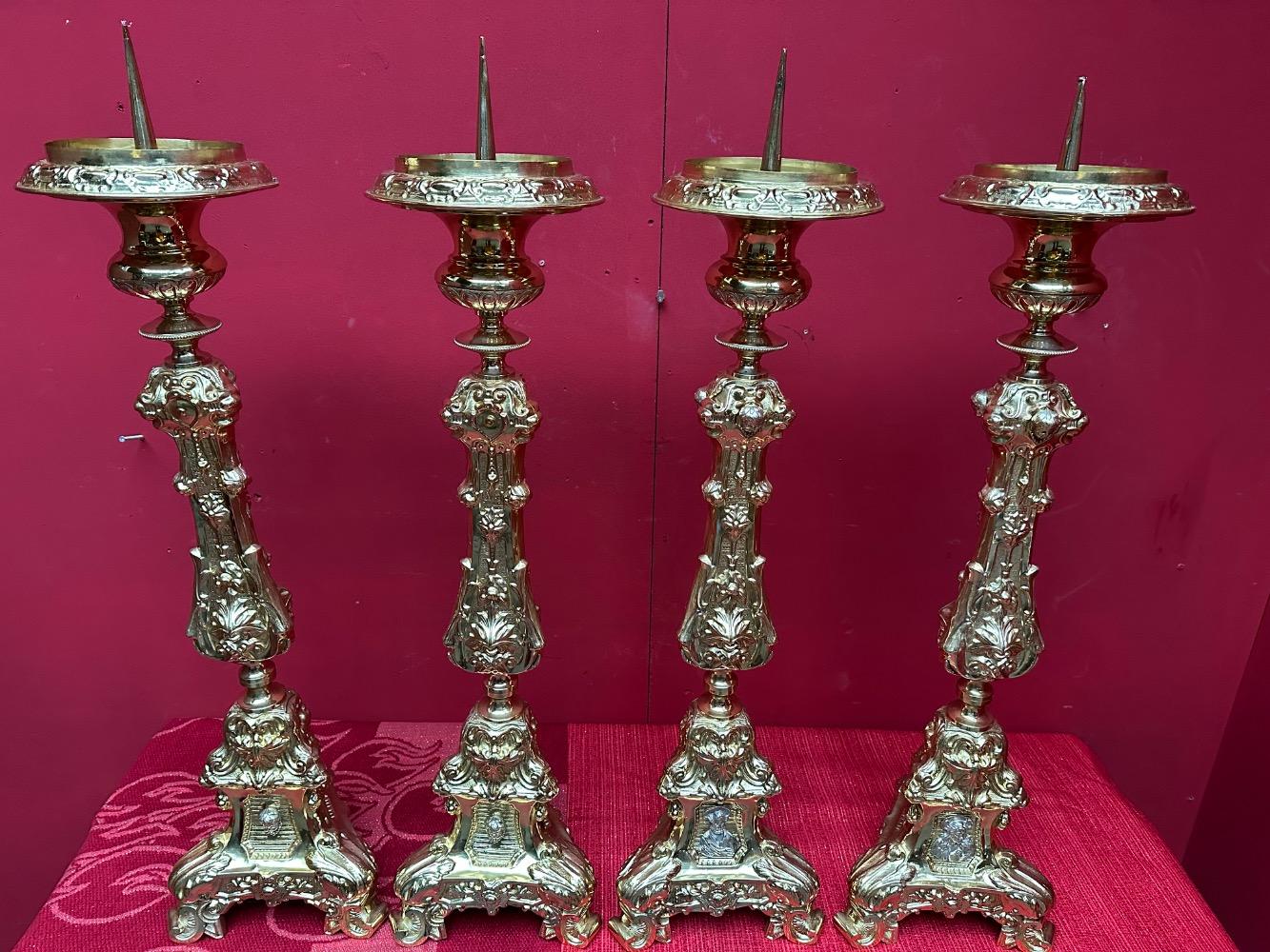 4 Baroque - Style Candle Holders Measures Without Pin