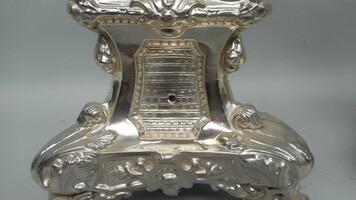 Candle Sticks style Baroque - Style en Brass Silver Plated, Belgium 19 th century