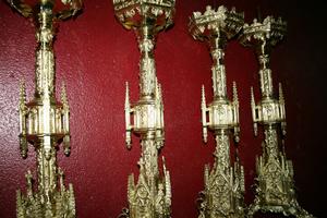 Matching Candle Sticks style Gothic en bronze, FRANCE 19th century