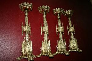 Matching Candle Sticks style Gothic en bronze, FRANCE 19th century