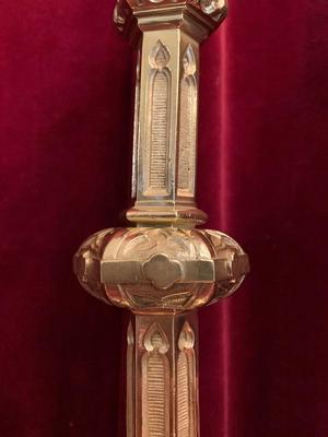 Candle Sticks Measures Without Pin style Gothic - Style en Bronze / Polished / New Varnished, France 19th century ( anno 1875 )
