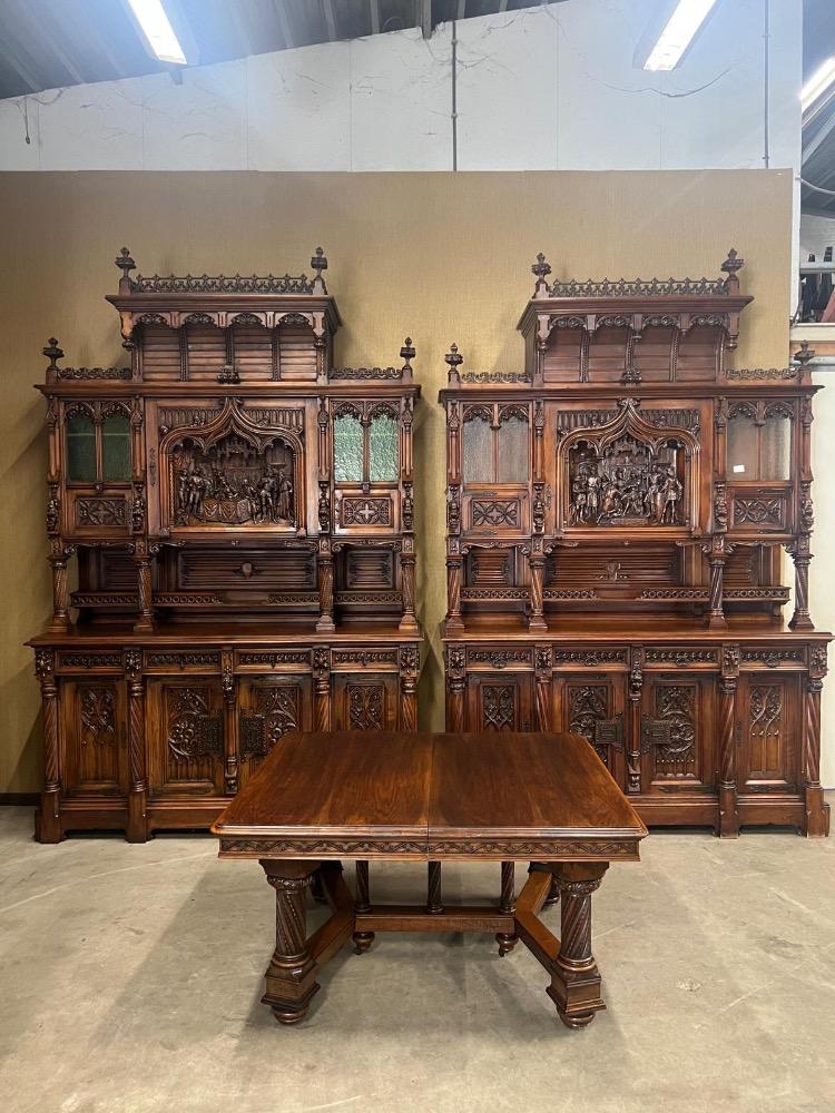 4 Gothic - Style Exceptional Cabinets & Table Expected ! Signed : Victor. Aimone. Higher Price Range !