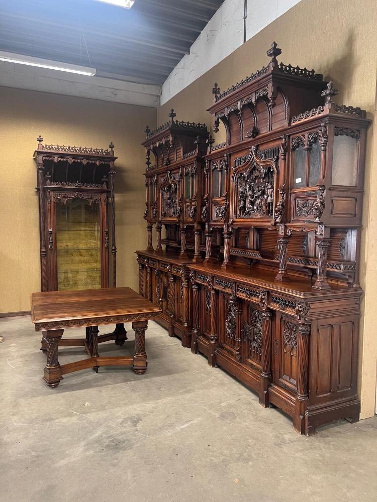 4 Gothic - Style Exceptional Cabinets & Table Expected ! Signed : Victor. Aimone. Higher Price Range !