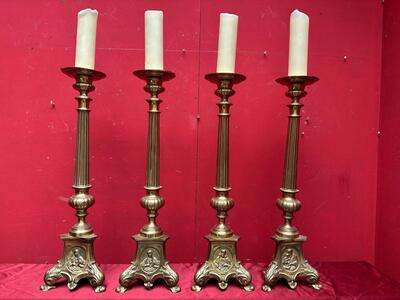 4 Gothic - style Matching Candle Holders Measures Without Pin & Candle