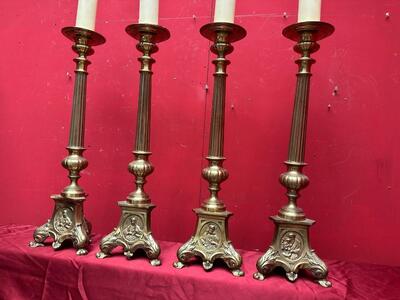 4 Gothic - style Matching Candle Holders Measures Without Pin & Candle
