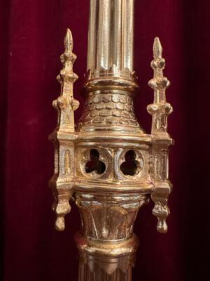 Matching Candle Sticks Height Without Pin. style Gothic - Style en Bronze / Polished and Varnished, Paris - France 19 th century ( Anno 1875 )