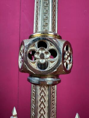 Matching Candle Sticks Height Without Pin. style Gothic - Style en Bronze Gilt, Belgium  19 th century ( Anno 1885 )