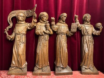 4 Gothic - Style Sculptures Franciscan Saints