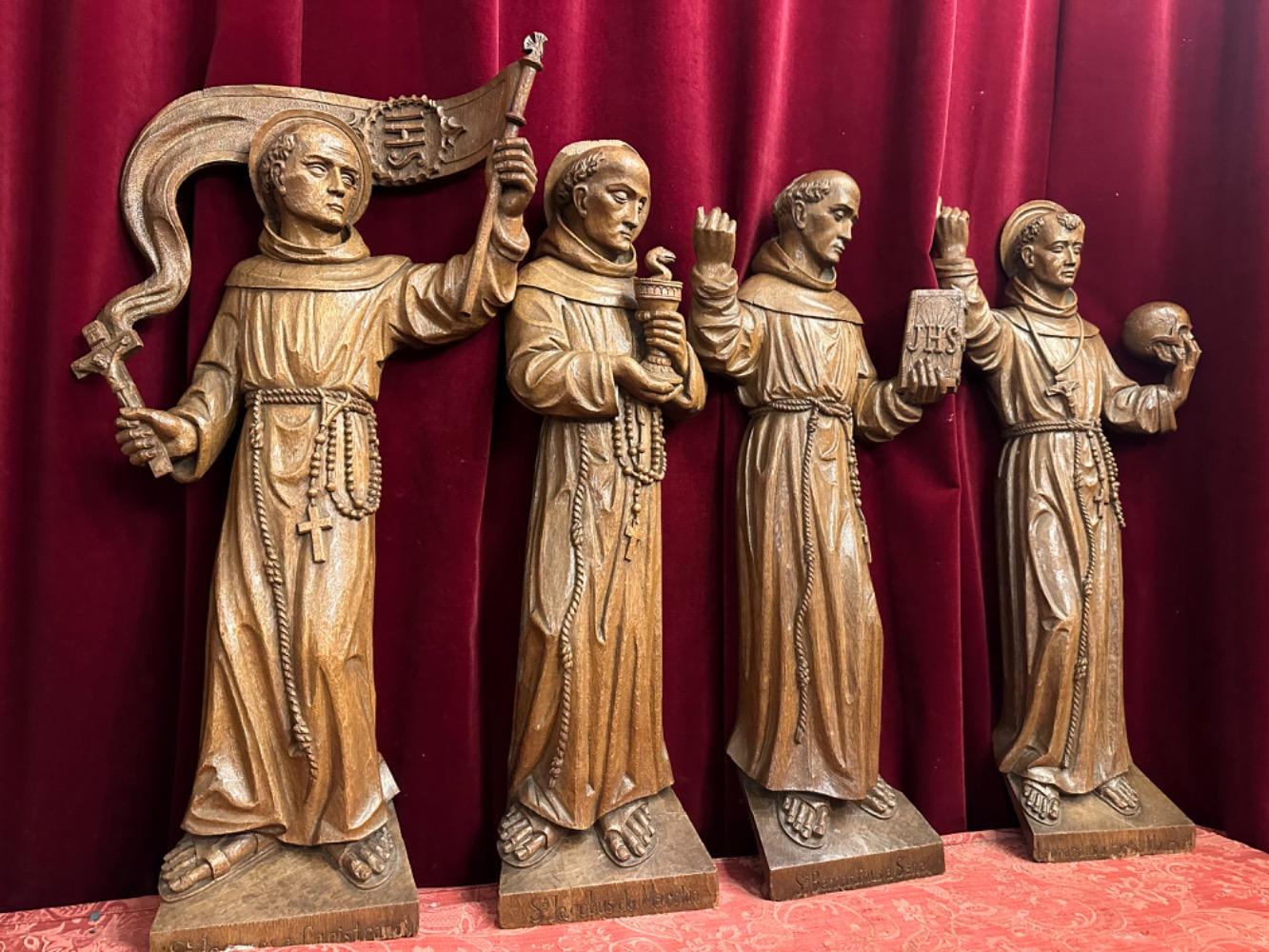 4 Gothic - Style Sculptures Franciscan Saints