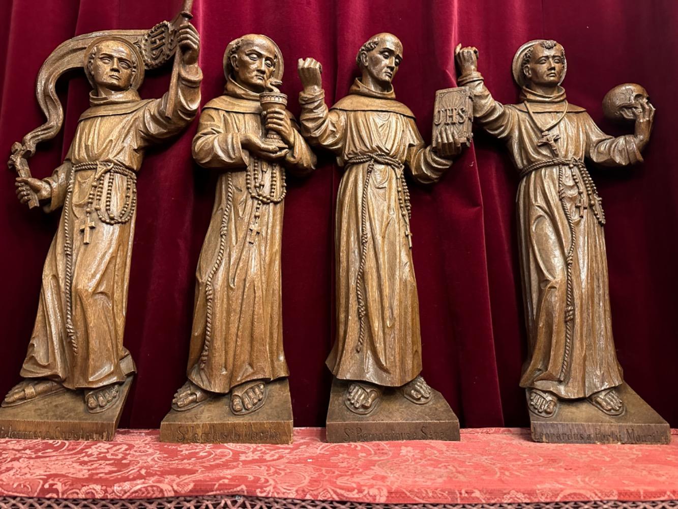 4 Gothic - Style Sculptures Franciscan Saints