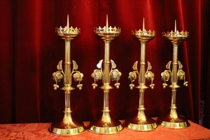 Matching Candle Sticks en Bronze / Polished and Varnished, Belgium 19th century