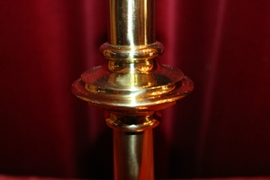 Matching Candle Sticks. Measures Without Pin. en Brass /  Polished and Varnished, Belgium 19th centuryv