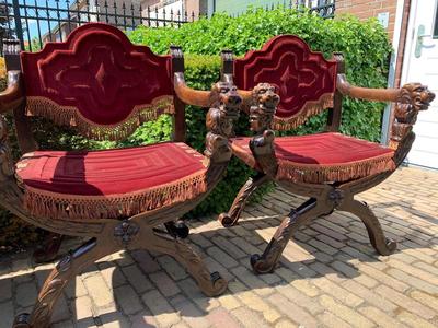 Matching Chairs en Wood / Red Velvet, 19th century