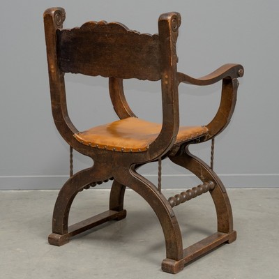 Matching Dagobert Chairs  en Oak wood / Leather, Belgium 19 th century