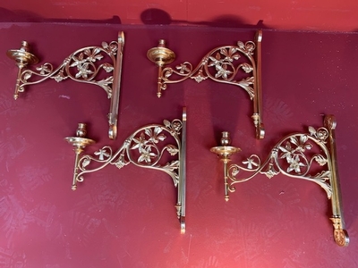 Matching Wall Candle Holders en Bronze / Polished and Varnished, Belgium 19th century