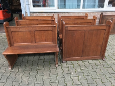 Pews ( 4 Pieces Available ) en Oak wood, Dutch 20th century