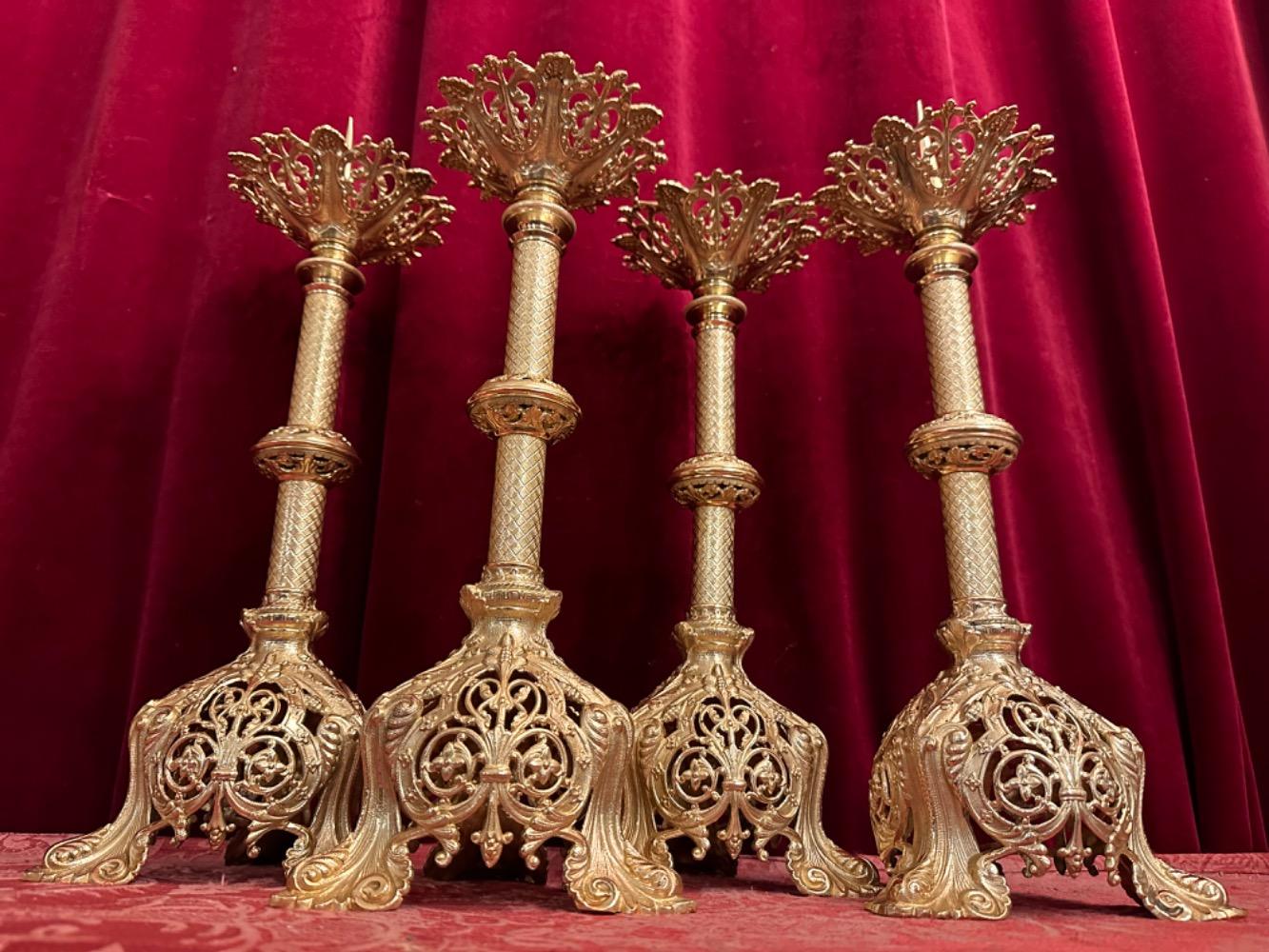 4 Romanesque - Style Matching Candle Sticks Height Without Pin.