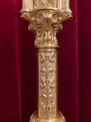 Matching Candle Sticks Height Without Pin. style Romanesque - Style en Full Bronze Polished and Varnished, France 19 th century ( Anno 1865 )