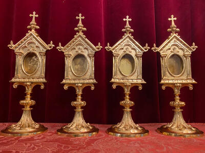 Matching Reliquaries   style Romanesque - Style en Bronze / Polished and Varnished, France 19 th century ( Anno 1885 )