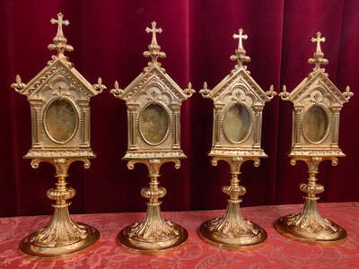 Matching Reliquaries   style Romanesque - Style en Bronze / Polished and Varnished, France 19 th century ( Anno 1885 )
