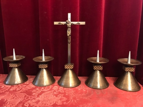 Altar set with cross and candle holders