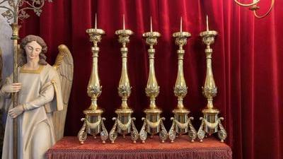 Matching Candle Sticks Measures Height Without Pin. style BAROQUE-STYLE en Brass / Bronze / Polished and Varnished, Berendrecht Belgium 19 th century ( Anno 1874 )