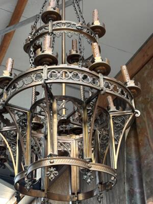 Large Chandelier With 4 Matching Chandeliers More Pictures Soon ! style Gothic - Style en Bronze, Belgium  19 th century