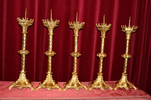 Matching Candle Sticks style Gothic - style en Bronze / Polished and Varnished, France 19th century