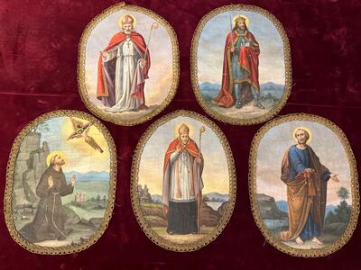 Paintings style Gothic - Style en Hand - Painted on Linen / Fabrics, Belgium  19 th century ( Anno 1865 )