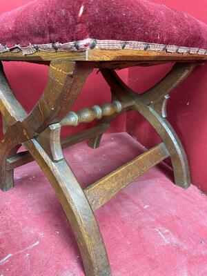 Set Altar - Seats style Gothic - Style en Wood Oak / Red Velvet, Belgium  19 th century ( Anno 1875 )